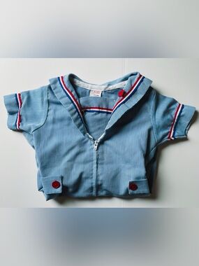 Vintage Sears Sailor Romper 2T–3T Blue Pinstripe Red White Blue Patriotic USA